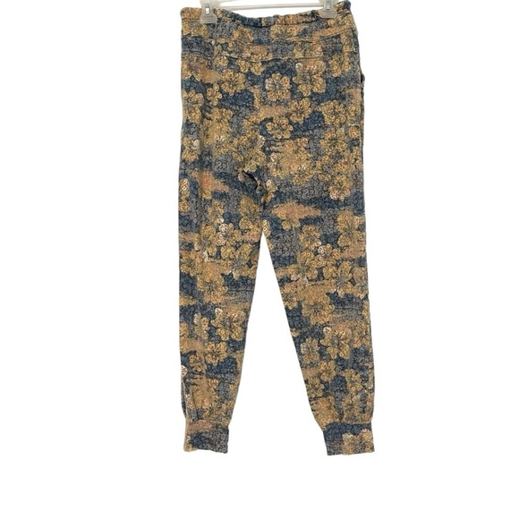 Anthropologie Saturday Sunday Blue Yellow Floral Drawstring Joggers Size Small - Picture 3 of 8